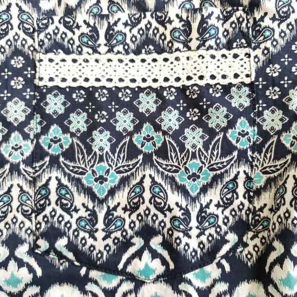 RHYTHM paisley floral print cover-up blue short sleeve shirt dress Size M NEW - Picture 3 of 5